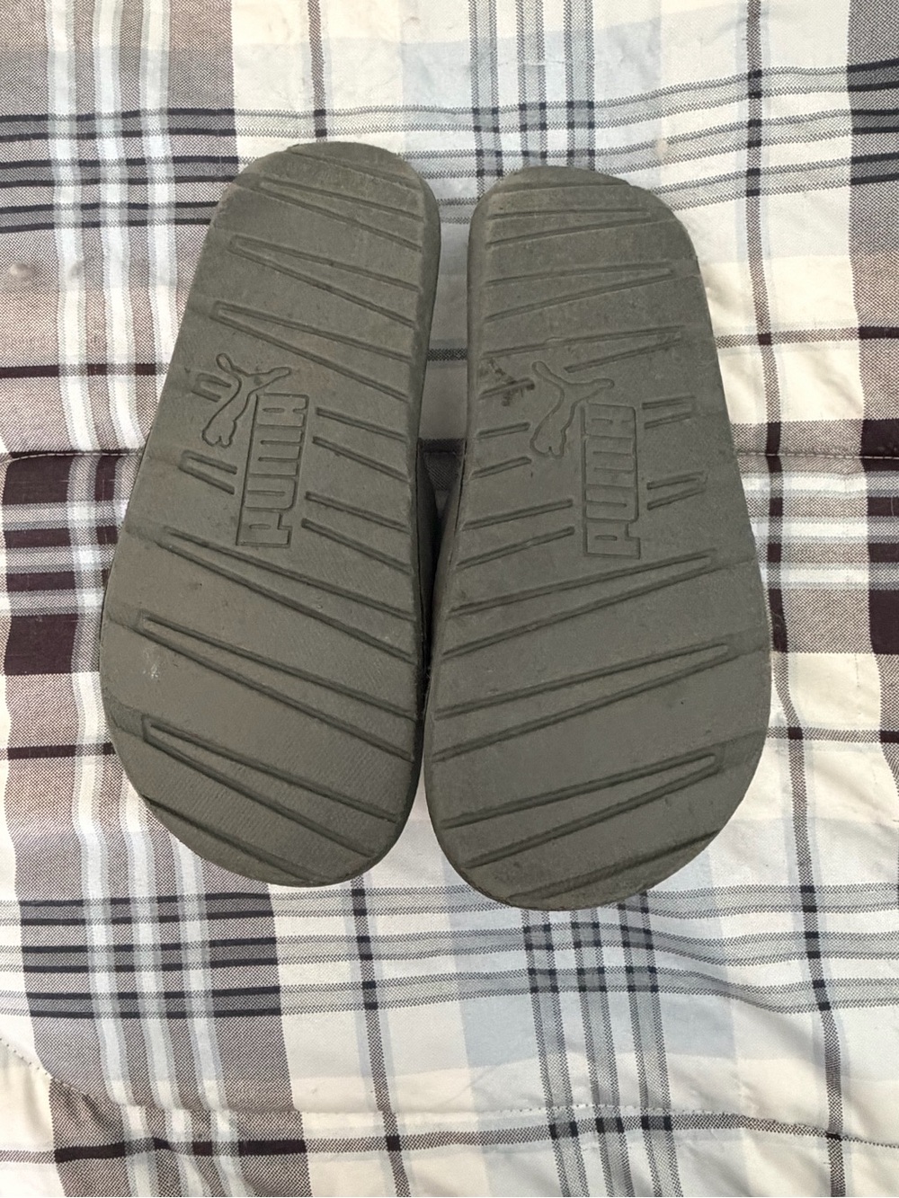 Puma Black and Gray Slide Sandals with Logo Strap - Picture 2 of 3